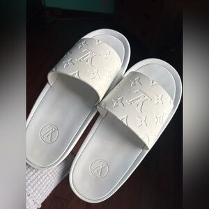 Louis Vuitton White Slide Sandals